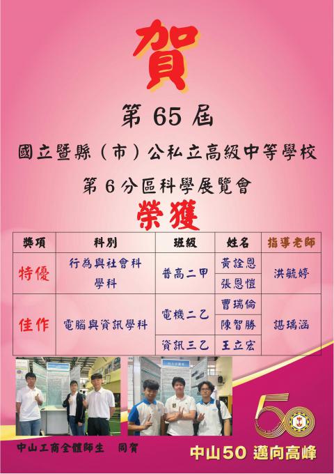 65屆科展成果